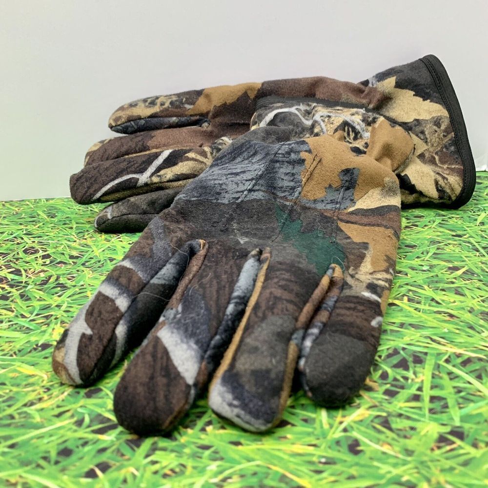 Tangle men's Hunting gloves Camo brown grey Black Large textured palm Hunting